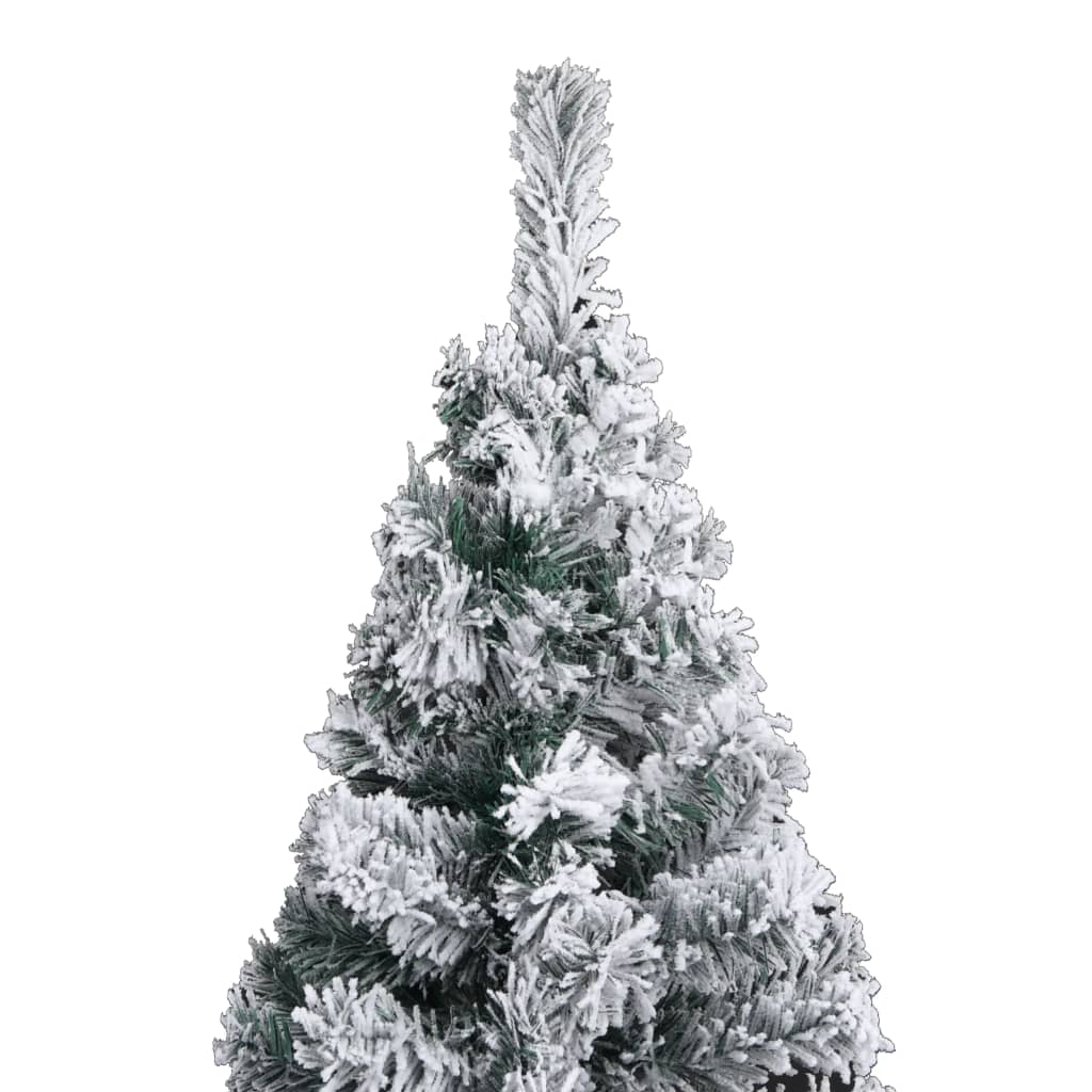 vidaXL Úzky osvetlený vianočný stromček, zasnežený, zelený 240 cm, PVC