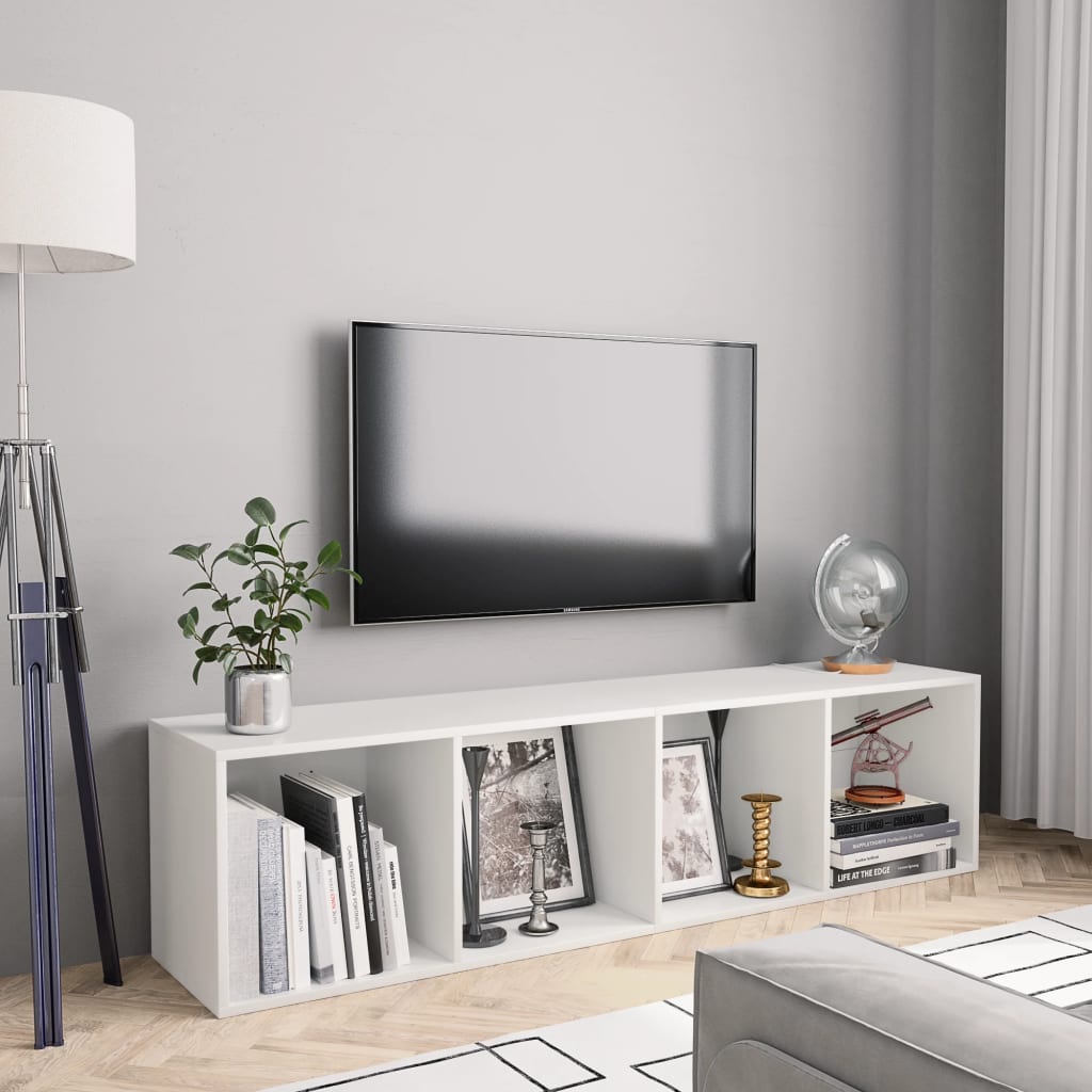 vidaXL Knižnica/TV skrinka, biela 143x30x36 cm