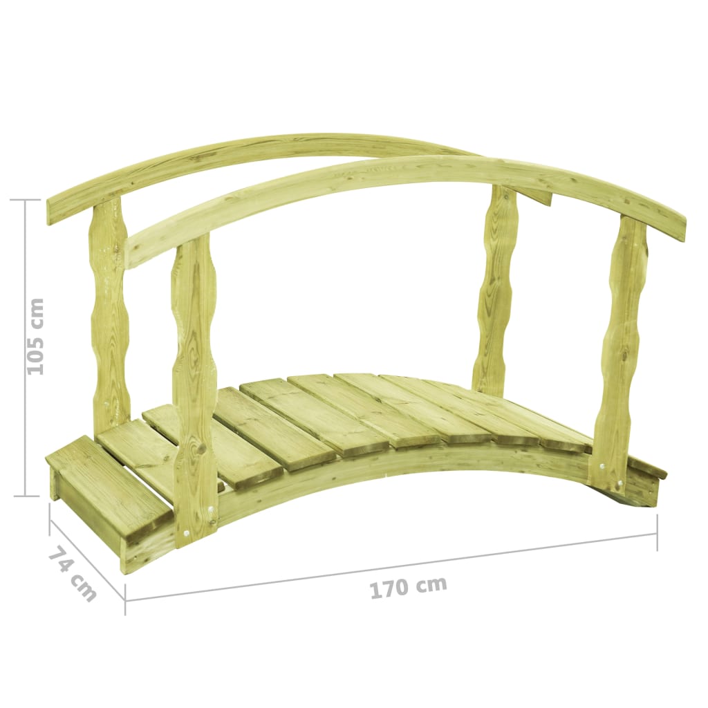 vidaXL Záhradný most so zábradlím 170x74x105 cm impregnované borovicové drevo