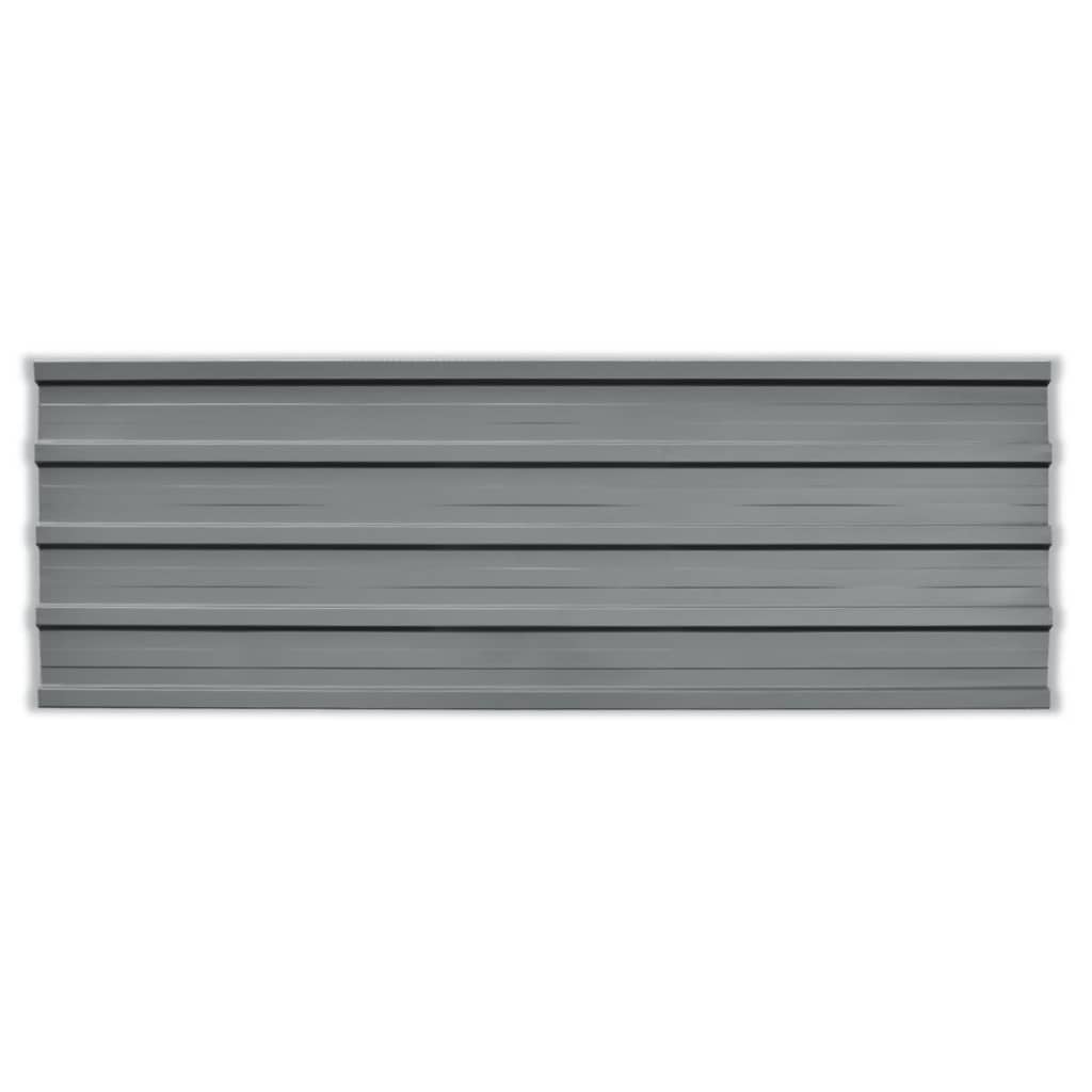 vidaXL Strešné panely 12 ks, pozinkovaná oceľ, sivé