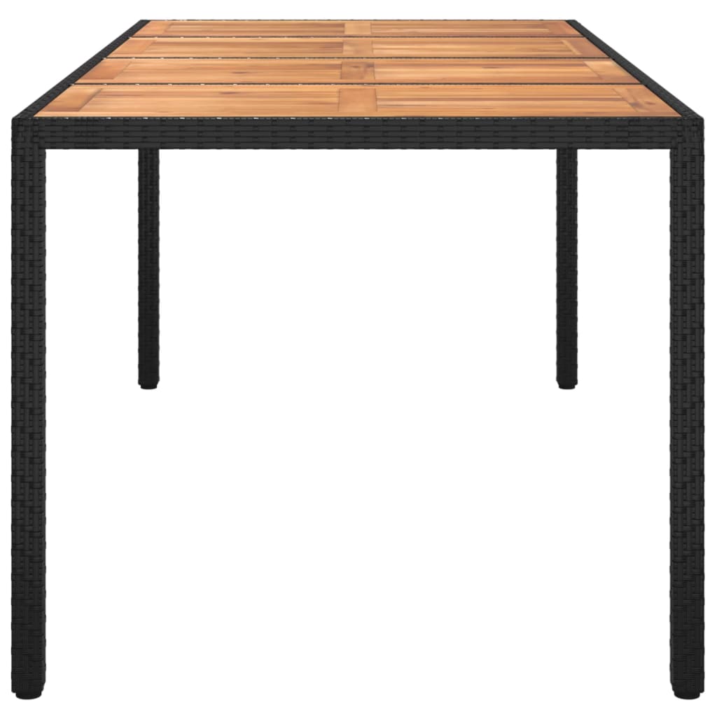 vidaXL Záhradný stôl 190x90x75 cm polyratan a akáciové drevo čierny