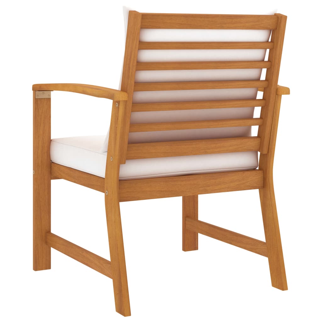 vidaXL Záhradné stoličky 2 ks s krémovými podložkami akáciový masív