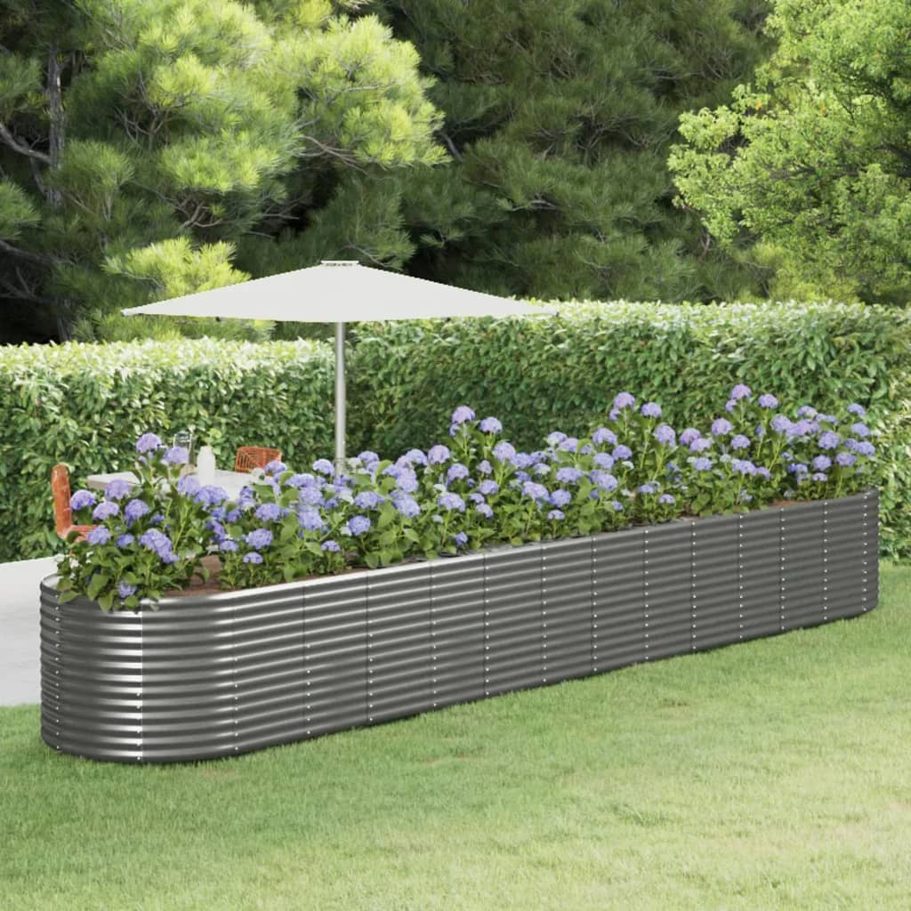 vidaXL Vyvýšený záhradný záhon sivý 554x100x68 cm práškovaná oceľ