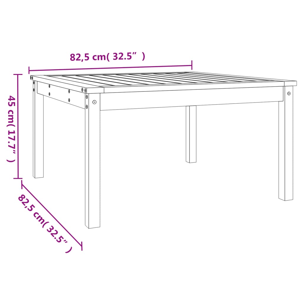vidaXL Záhradný stolík biely 82,5x82,5x45 cm borovicový masív