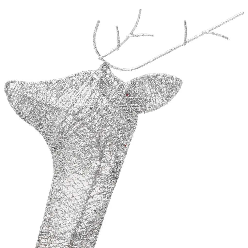 vidaXL Vianočná sobia rodinka 270x7x90 cm, strieborná, biela sieťovina