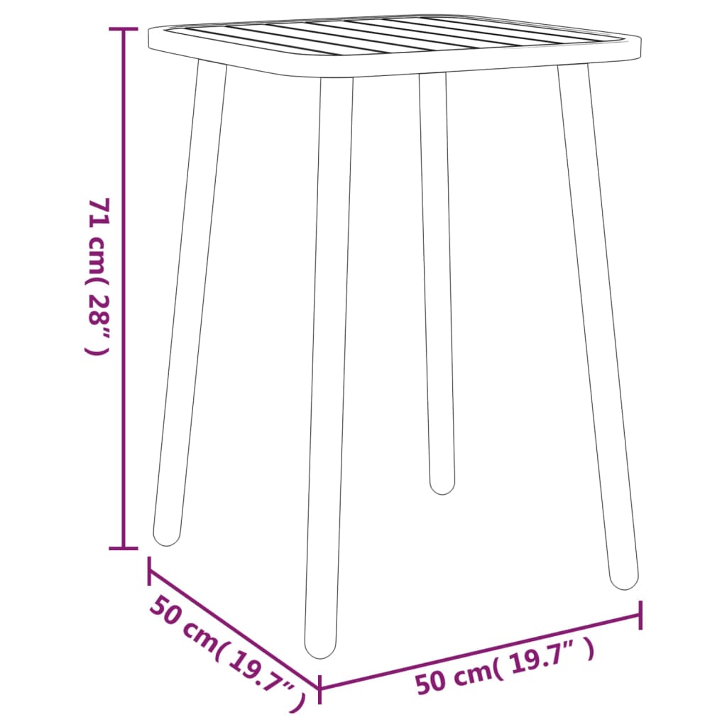vidaXL Záhradný stôl antracitový 50x50x71 cm oceľ