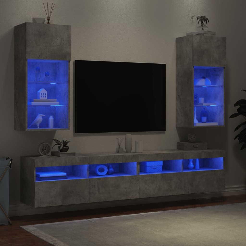 vidaXL TV skrinky s LED svetlami 2 ks betónovo sivé 40,5x30x90 cm