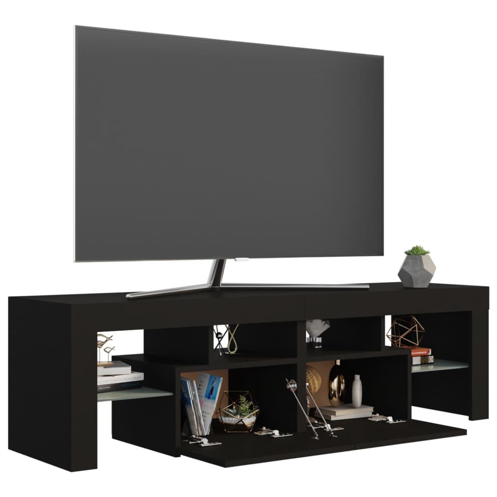 vidaXL TV skrinka s LED svetlami, čierna 140x36,5x40 cm