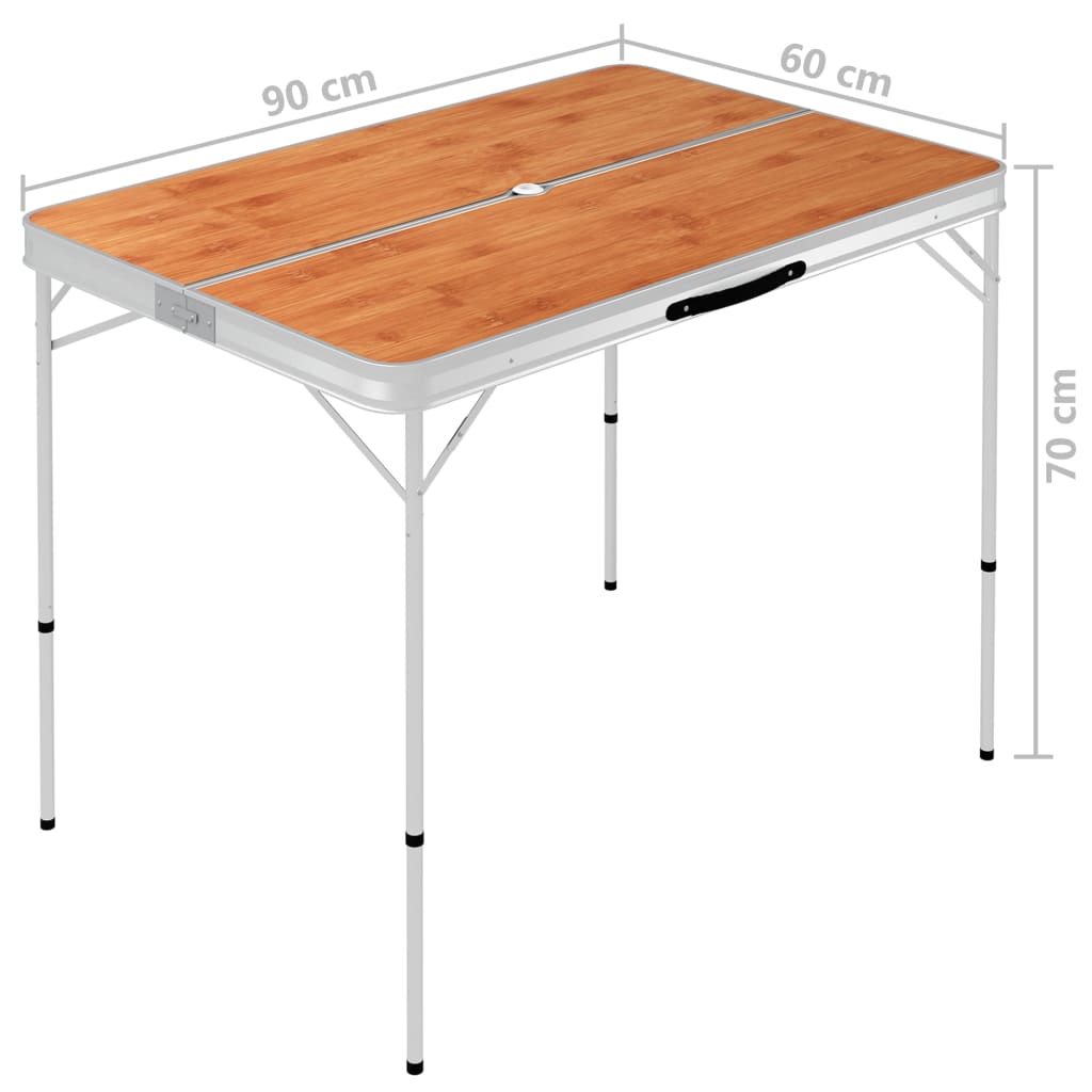 vidaXL Skladací kempingový stôl s 2 lavicami hnedý hliníkový