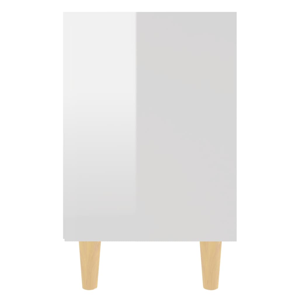 vidaXL Nočné stolíky, nohy z masívu 2 ks, lesklé biele 40x30x50 cm