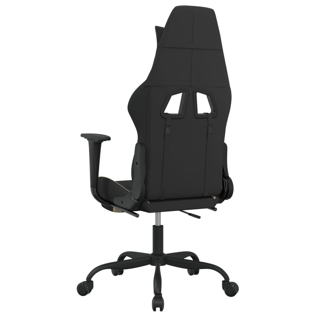 vidaXL Herná stolička s podnožkou čierna a krémová látková