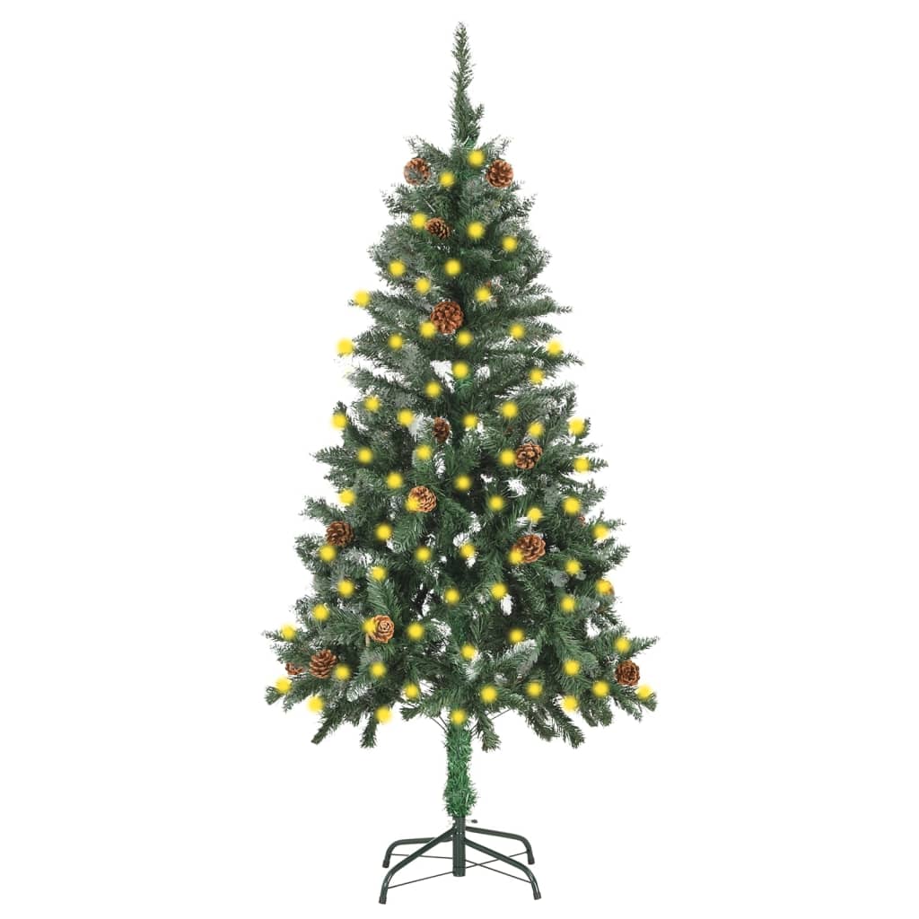 vidaXL Osvetlený umelý vianočný stromček so šiškami 150 cm