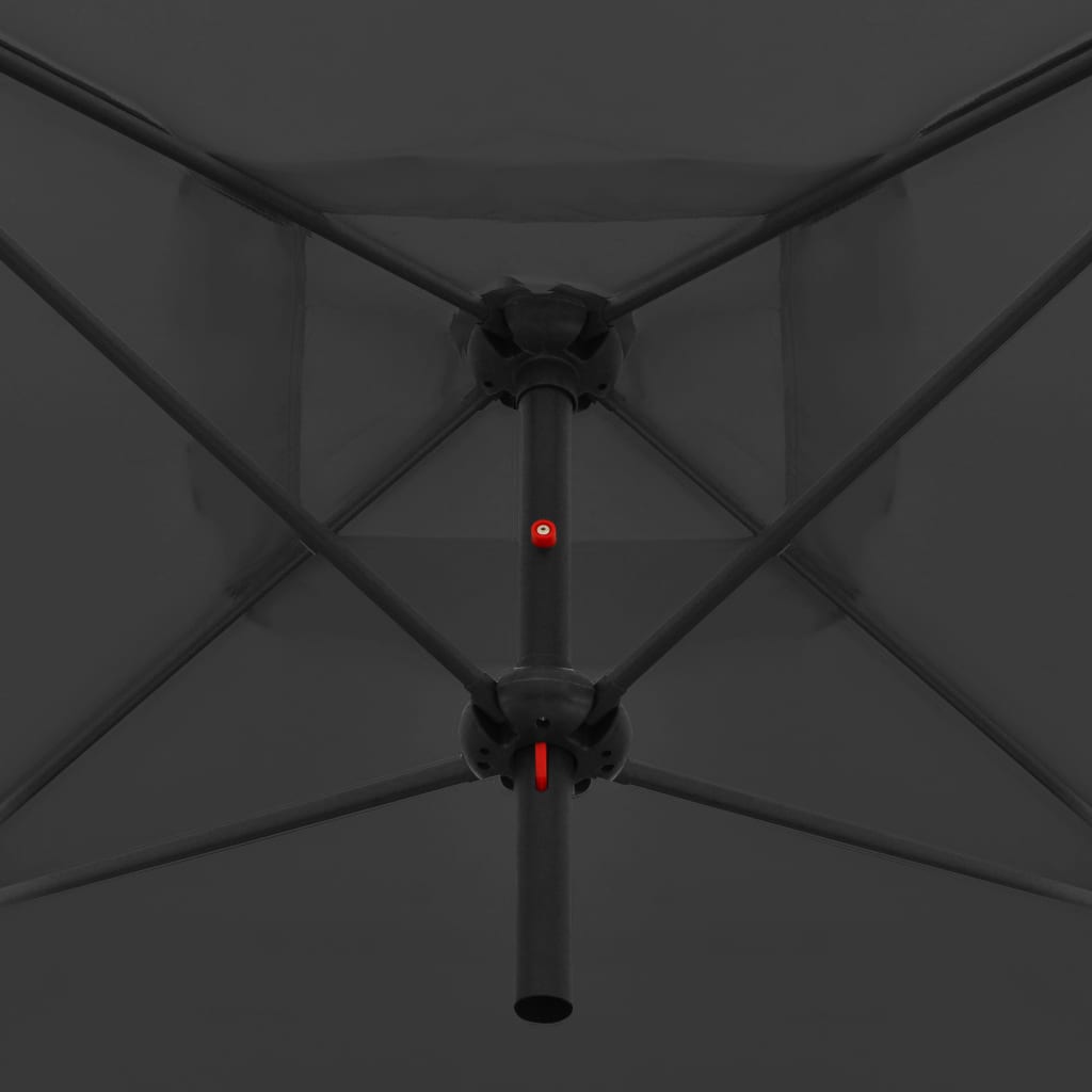 vidaXL Dvojitý slnečník s oceľovou tyčou 250x250 cm, antracitový