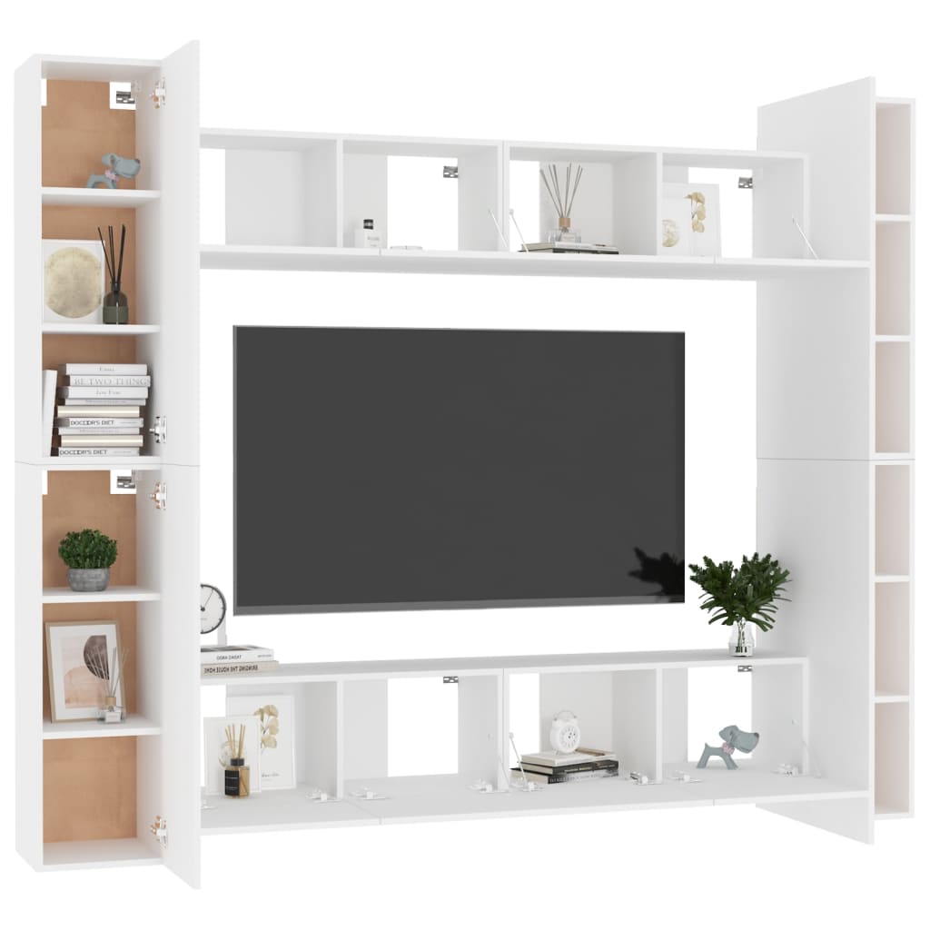 vidaXL 8-dielna súprava TV skriniek biela drevotrieska