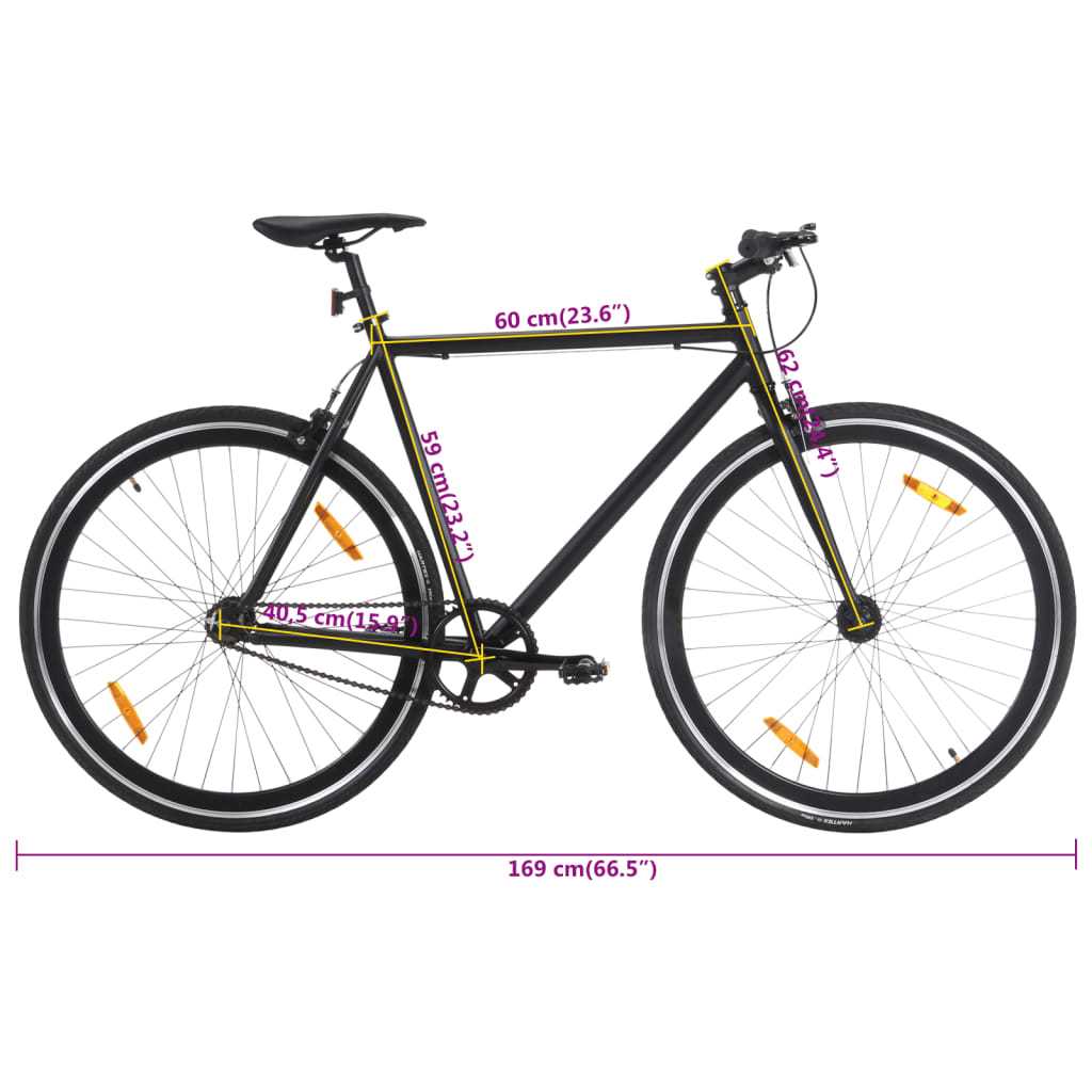 vidaXL Bicykel s pevným prevodom čierny 700c 59 cm