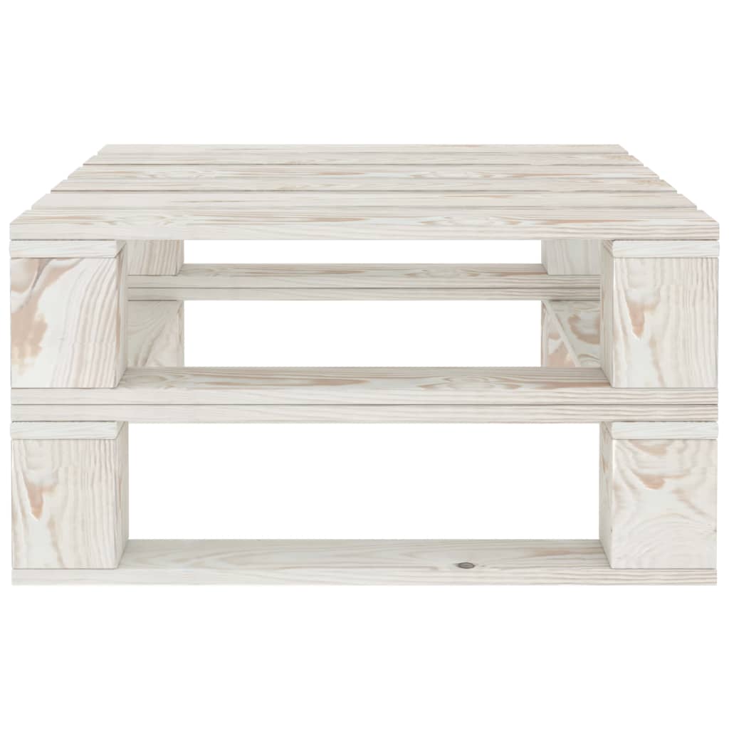 vidaXL Záhradný stôl z paliet, biely, drevo