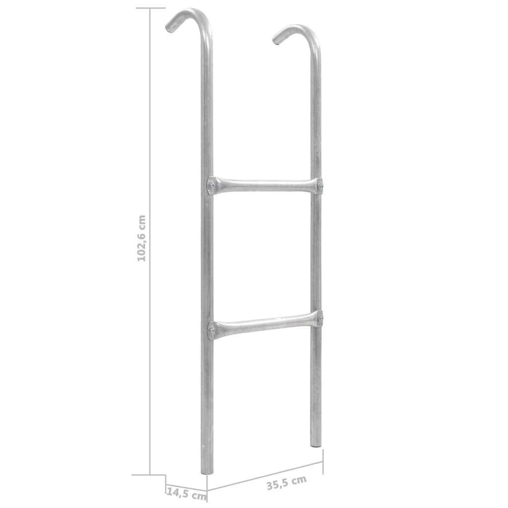 vidaXL Dvojstupňový trampolínový rebrík oceľový 102,5 cm strieborný