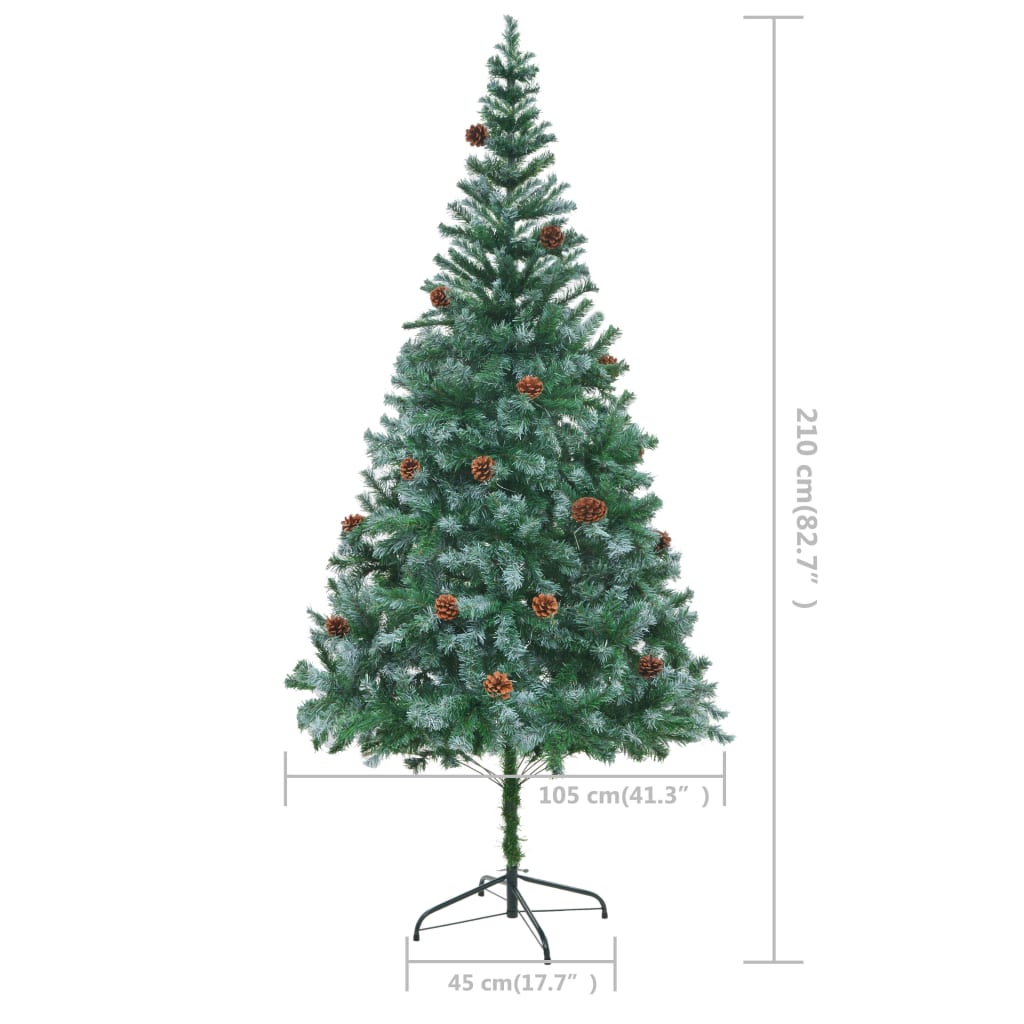 vidaXL Umelý vianočný stromček so šiškami 210 cm