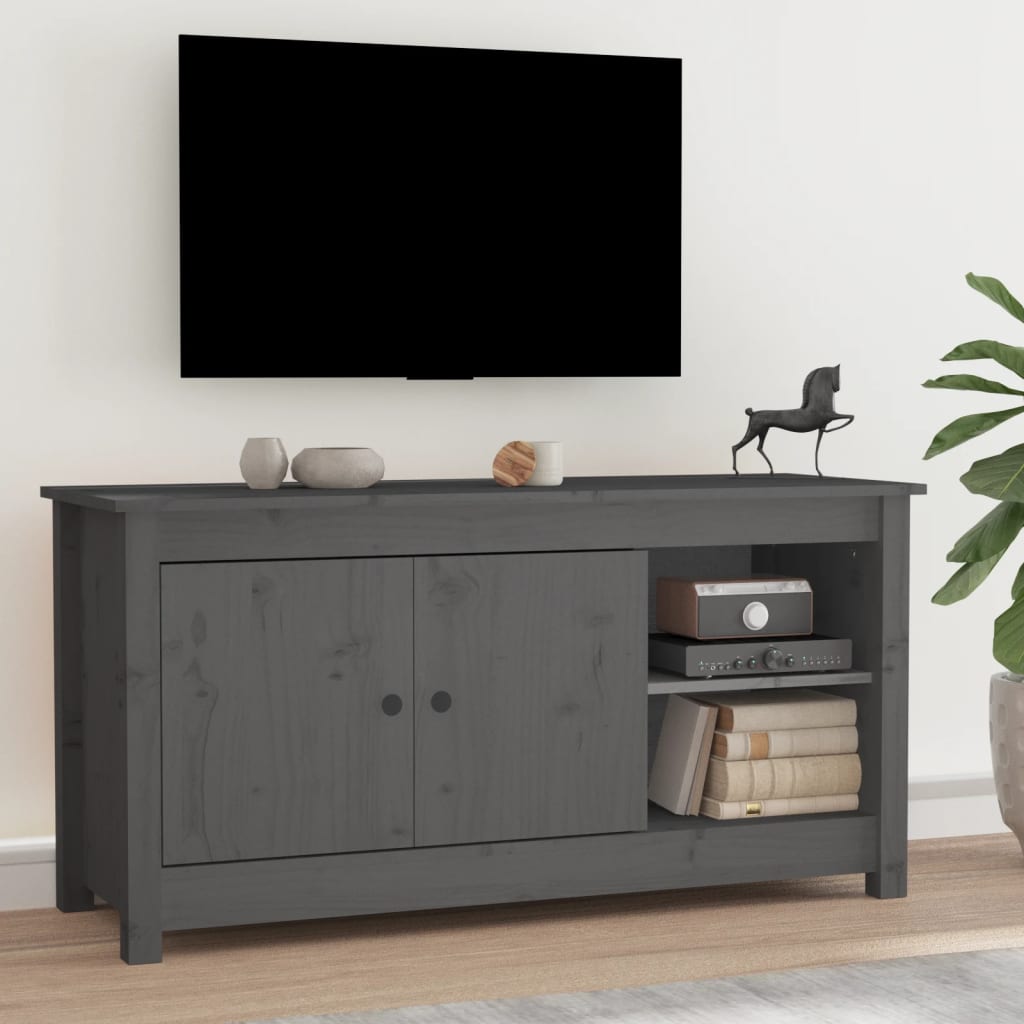 vidaXL TV skrinka sivá 103x36,5x52 cm masívna borovica