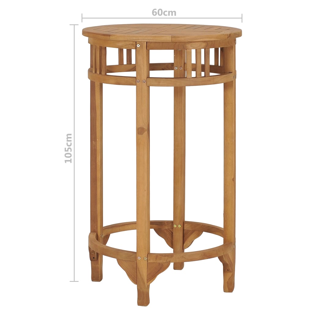 vidaXL Barový stôl Ø 60 cm teakový masív