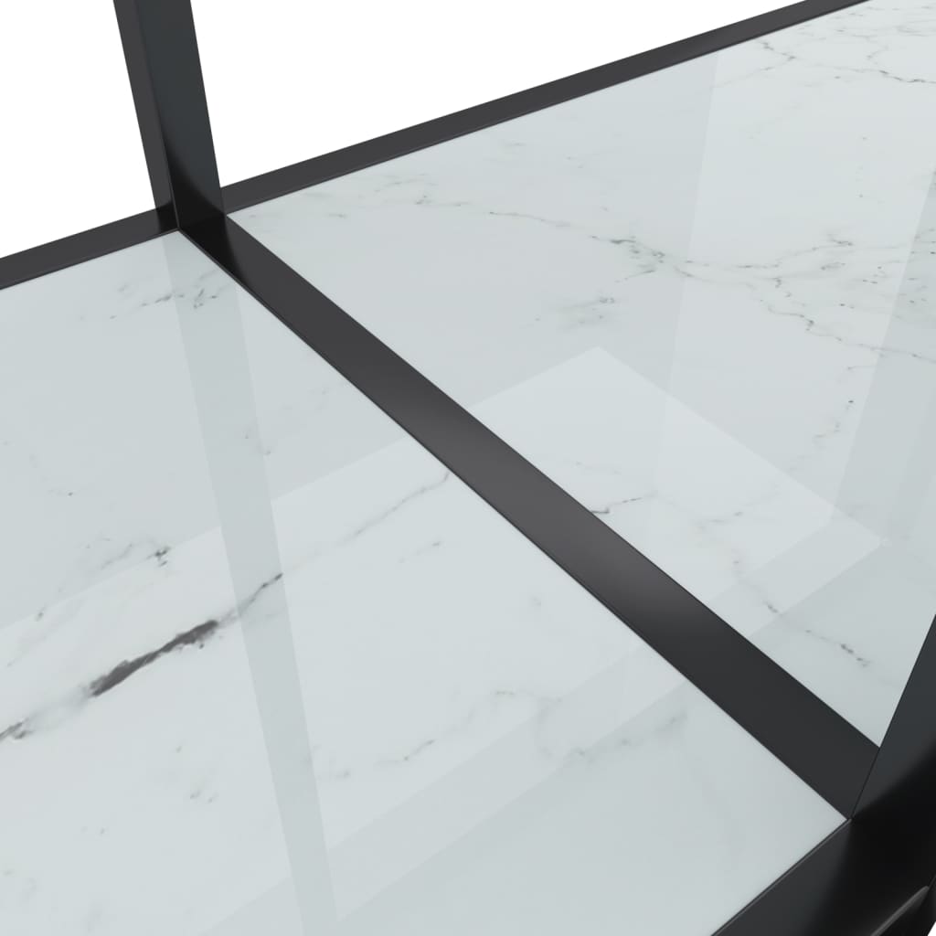 vidaXL Konzolový stolík biely 220x35x75,5 cm tvrdené sklo