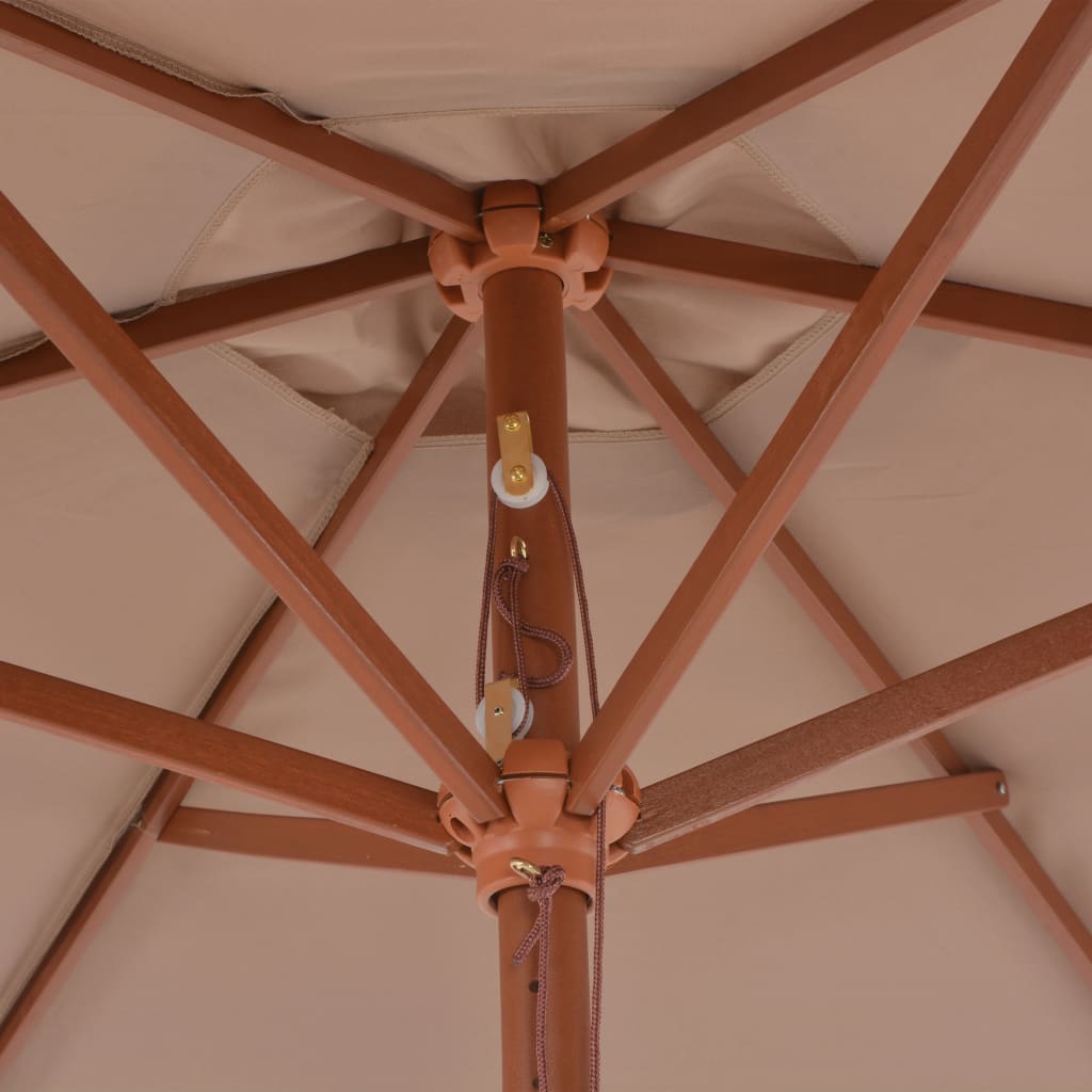 vidaXL Vonkajší slnečník s drevenou tyčou 270 cm sivohnedý