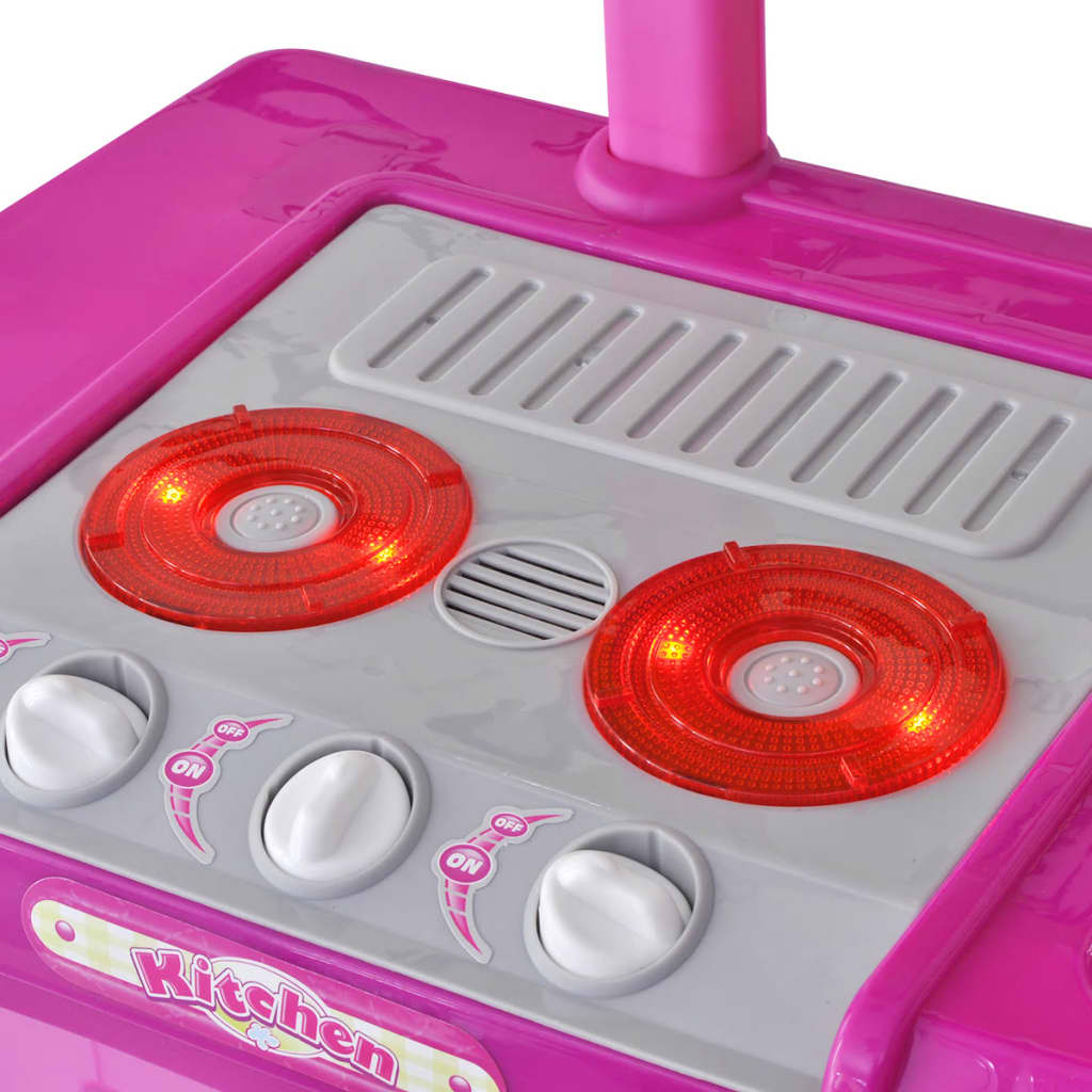 Detská kuchynka na hranie, ružová, svetelné a zvukové efekty