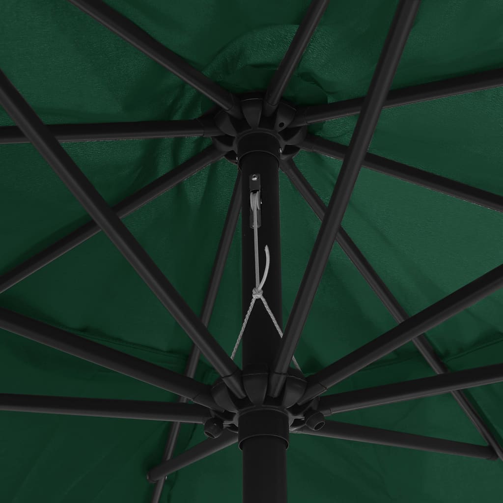 vidaXL Vonkajší slnečník s kovovou tyčou 400 cm, zelený