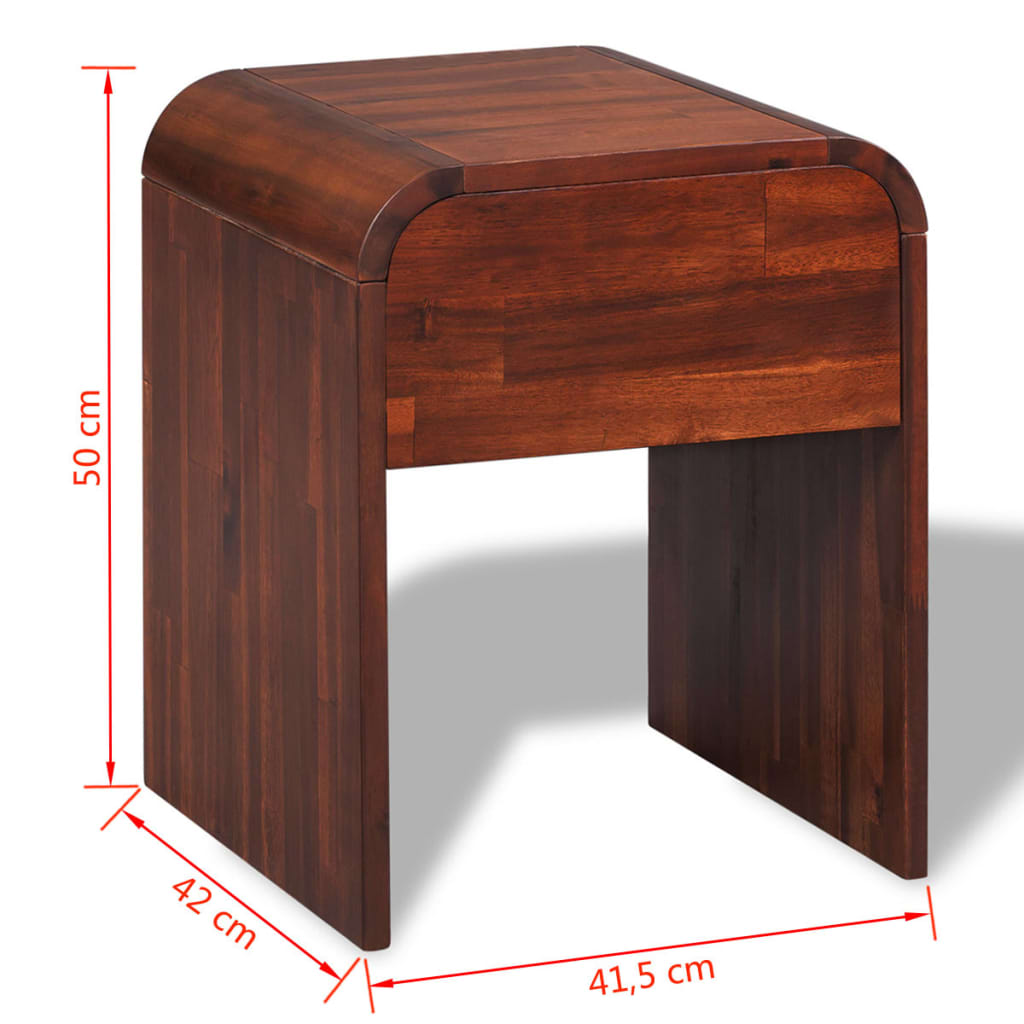 Hnedý nočný stolík z akáciového dreva vidaXL 41,5 x 42 cm