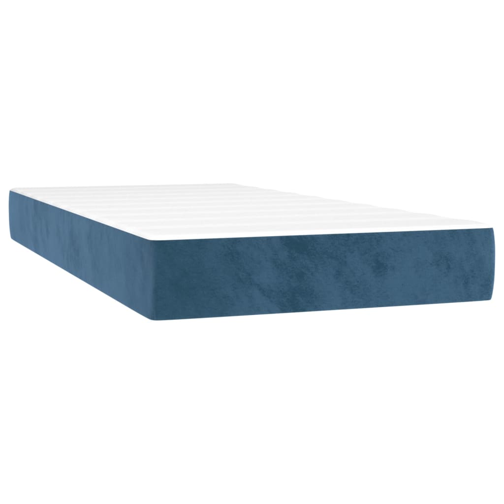 vidaXL Boxspring posteľ s matracom a LED, tmavomodrá 120x190 cm, zamat