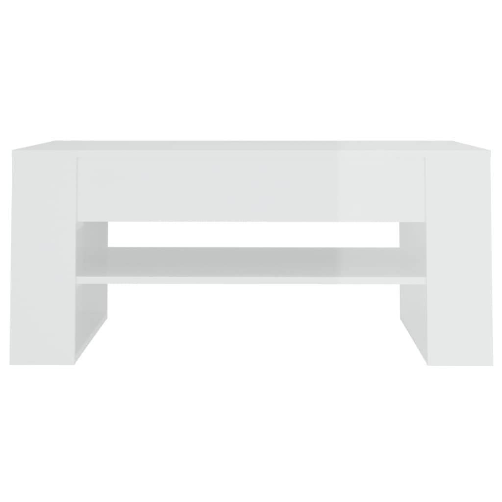 vidaXL Konferenčný stolík lesklý biely 102x50x45 cm spracované drevo