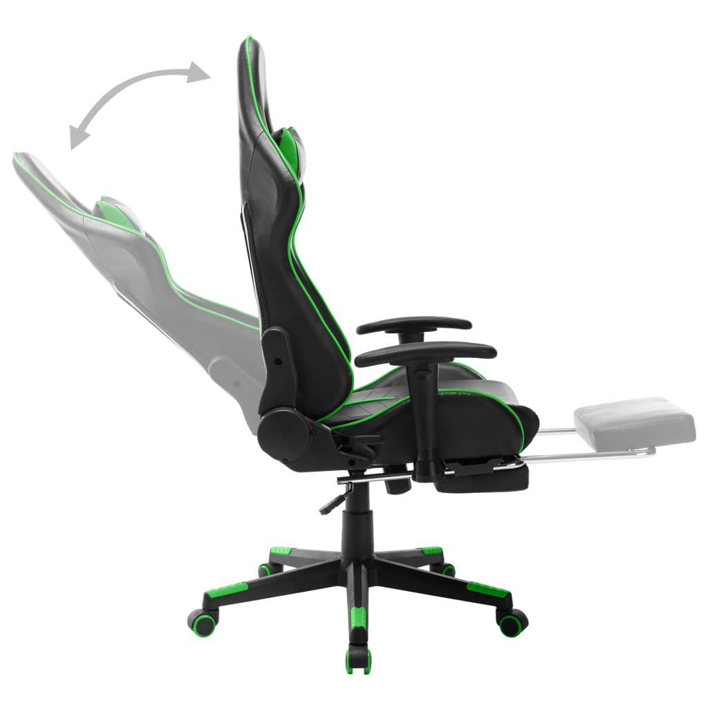 vidaXL Herná stolička s opierkou na nohy čierno-zelená umelá koža