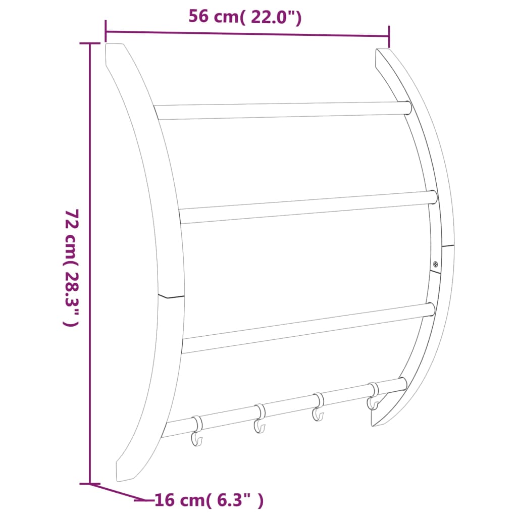 vidaXL Vešiak na uteráky s háčikmi strieborný 56x16x72 cm hliník