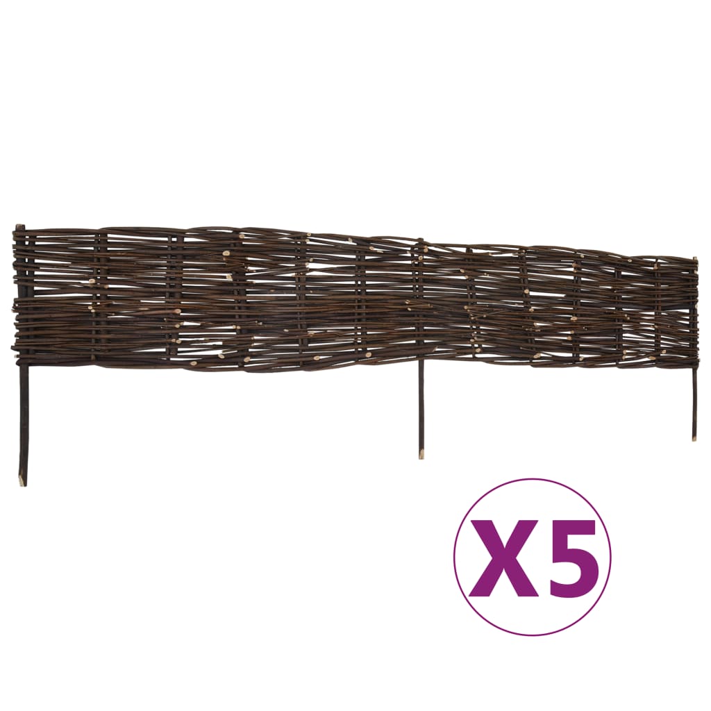 vidaXL Záhradné ploty z vŕbového prútia 5 ks, 120x35 cm