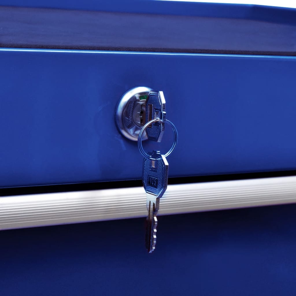 vidaXL Dielenský vozík na náradie so 7 zásuvkami modrý