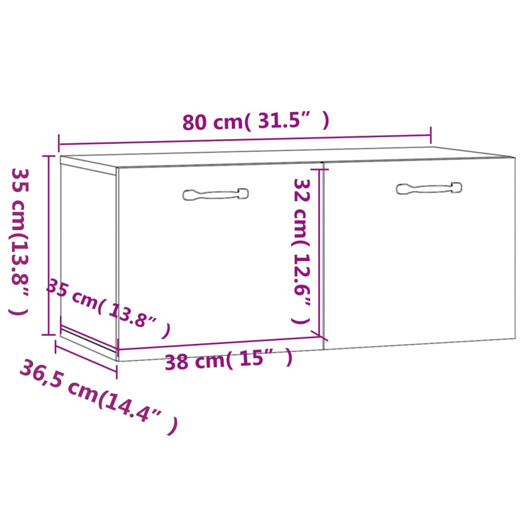 vidaXL Nástenná skrinka biela 80x36,5x35 cm kompozitné drevo