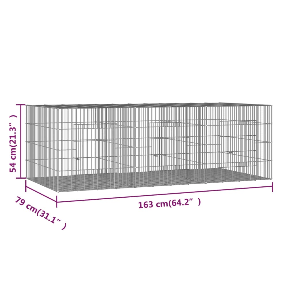 vidaXL 3-panelová klietka pre králiky 163x79x54 cm pozinkované železo