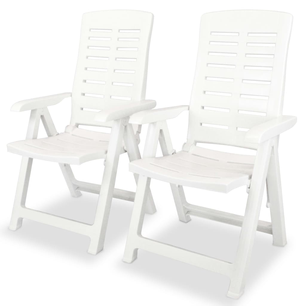 vidaXL Sklápacie záhradné stoličky 2 ks, plast, biele