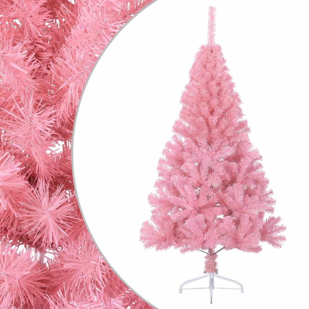 vidaXL Umelý vianočný polovičný stromček s podstavcom ružový 150cm PVC