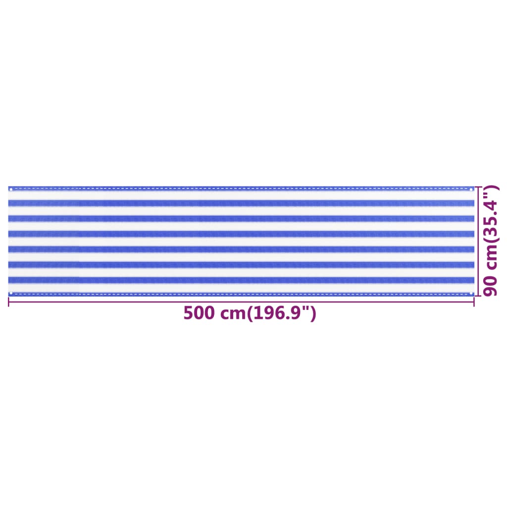 vidaXL Balkónová markíza modrá a biela 90x500 cm HDPE