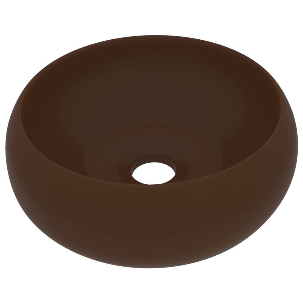 vidaXL Luxusné umývadlo, okrúhle, matné tmavohnedé 40x15 cm, keramika