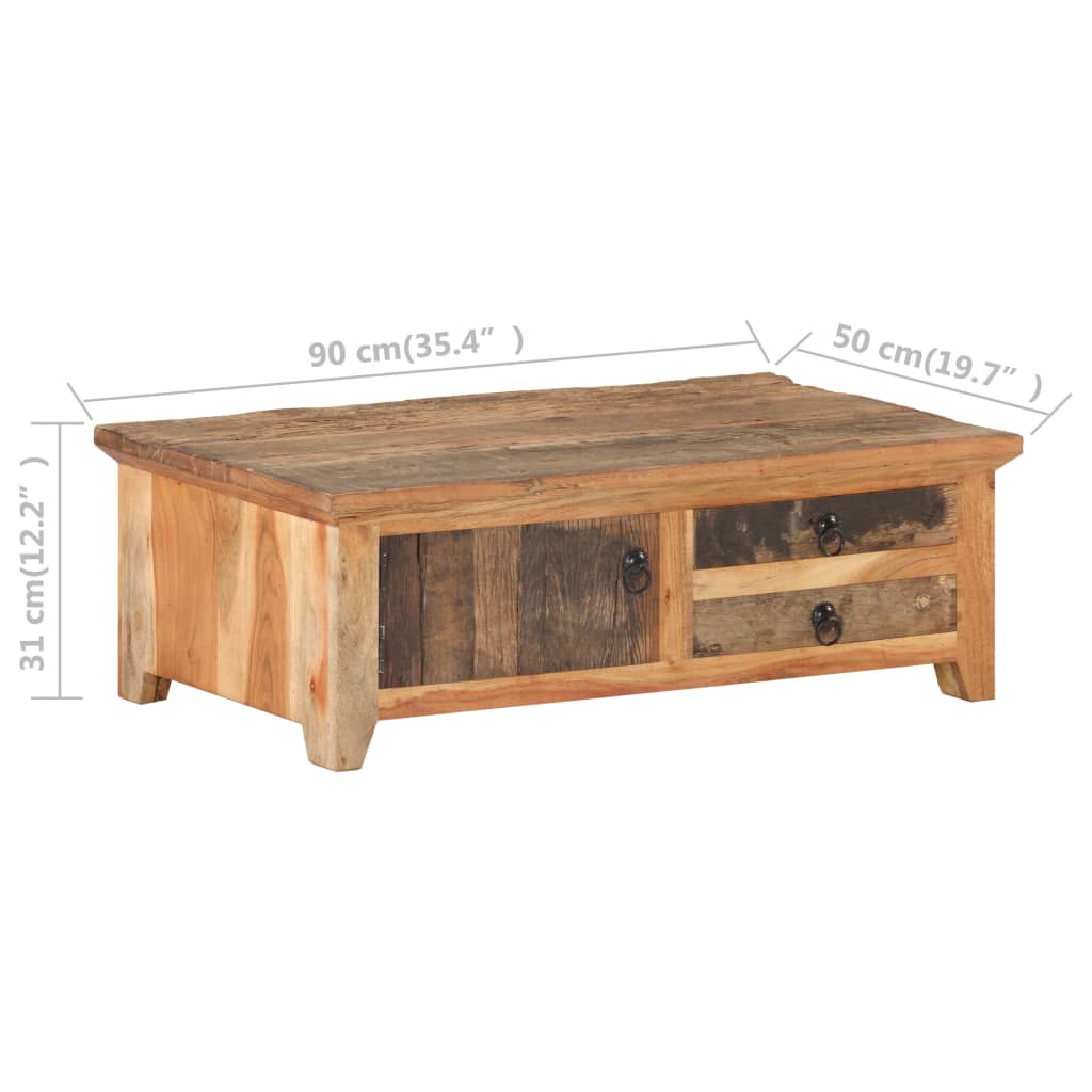 vidaXL Konferenčný stolík 90x50x31 cm masívne recyklované drevo