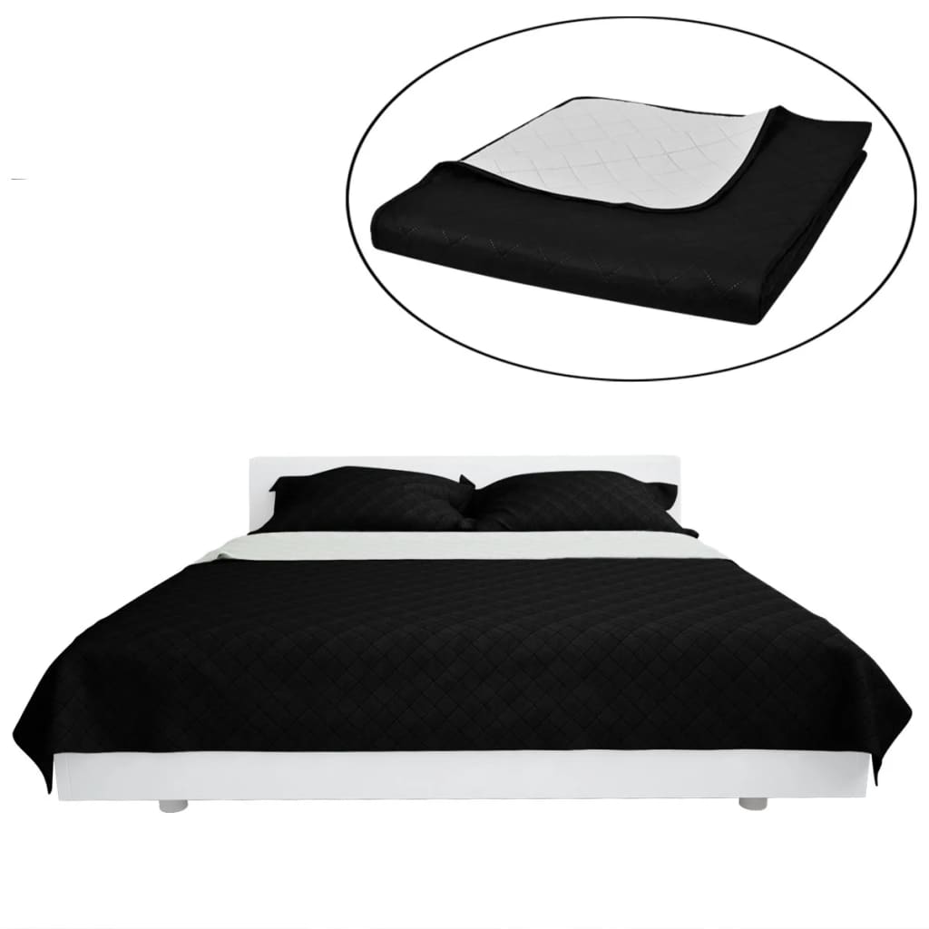 Čierno biela obojstranná prešívaná prikrývka na posteľ 220 x 240 cm