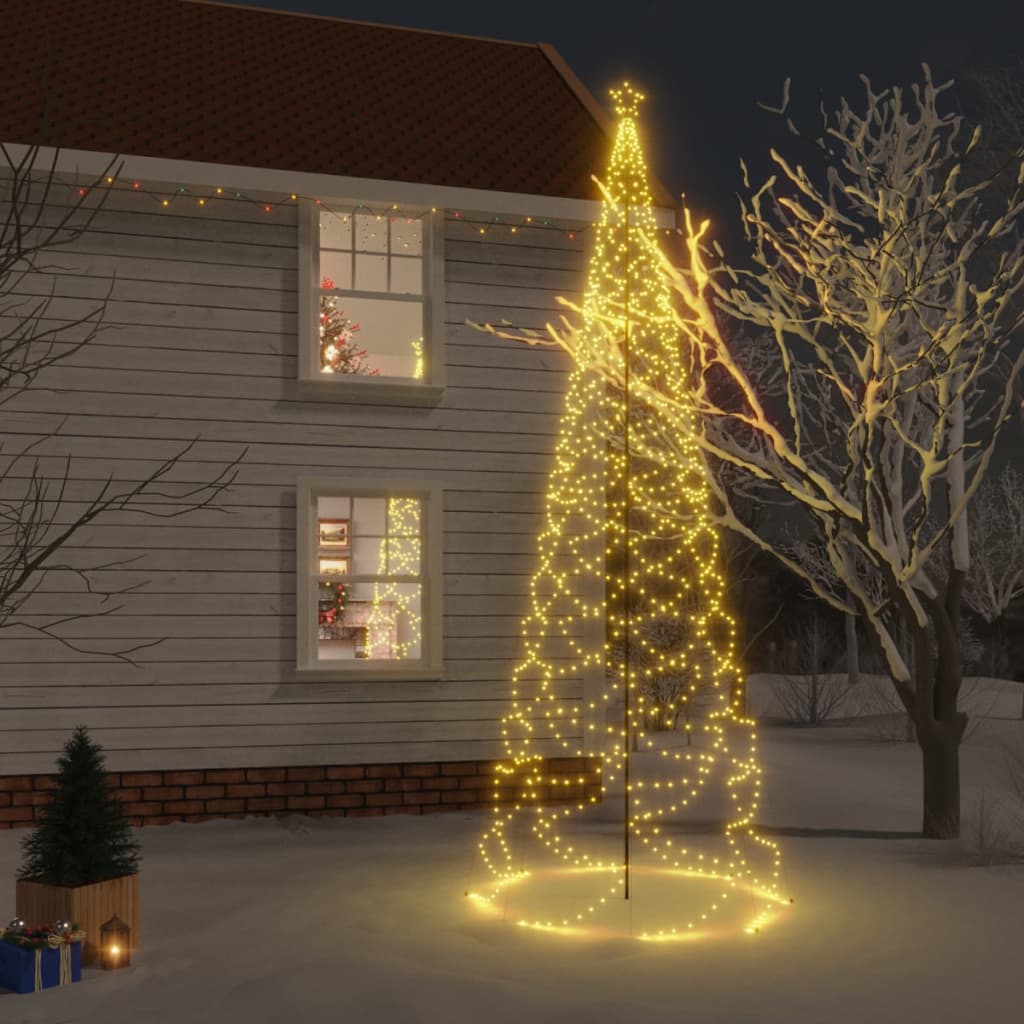 vidaXL Vianočný stromček s kovovou tyčou 1400 LED diód teplý biely 5 m