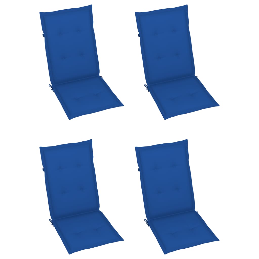 vidaXL Záhradné stoličky 4 ks kráľovské modré podložky teakový masív