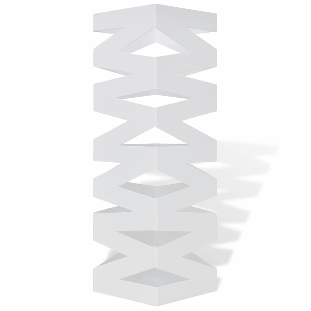 Biely hranatý oceľový stojan na dáždniky a vychádzkové palice 48,5 cm