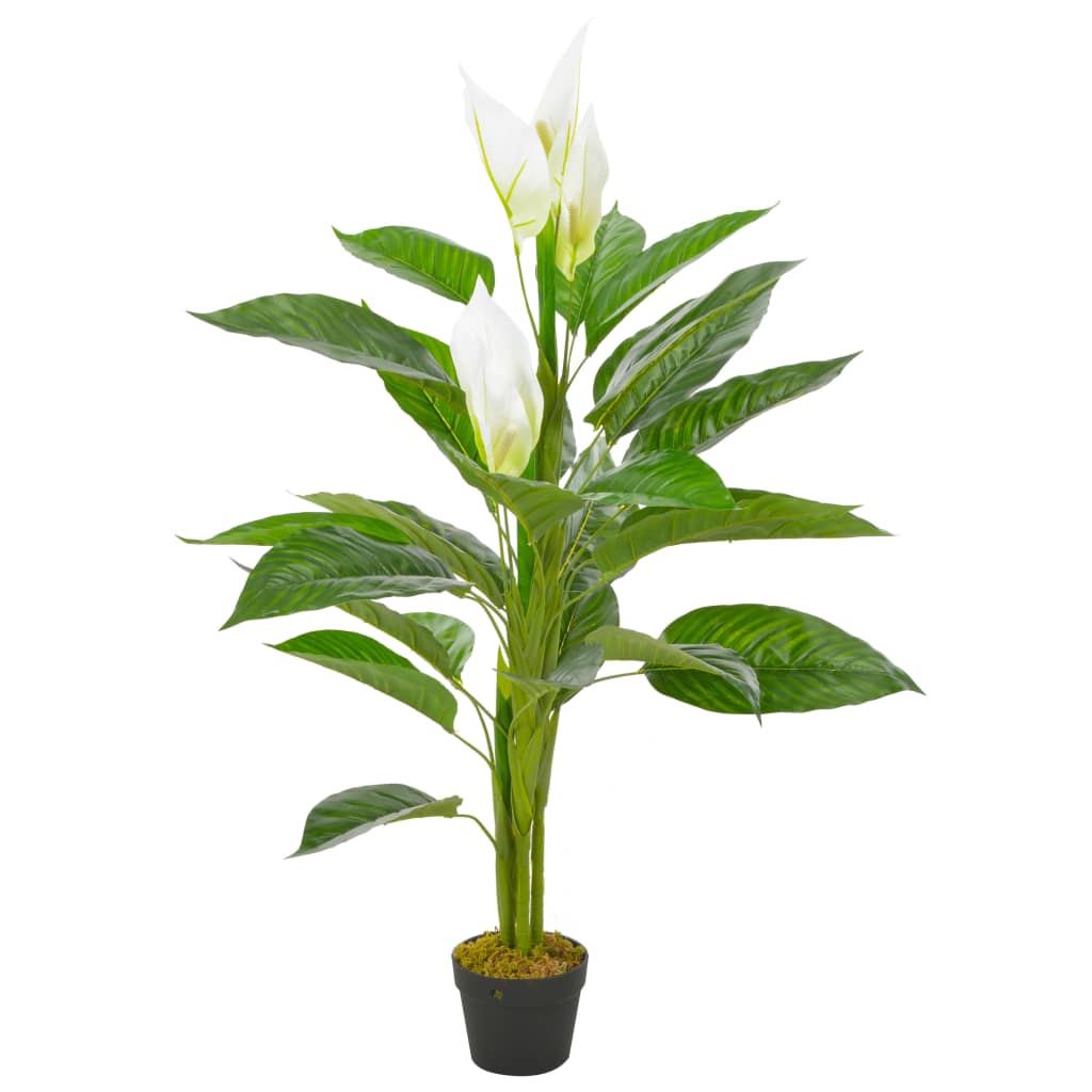 vidaXL Umelá rastlina, antúria s kvetináčom, biela 115 cm