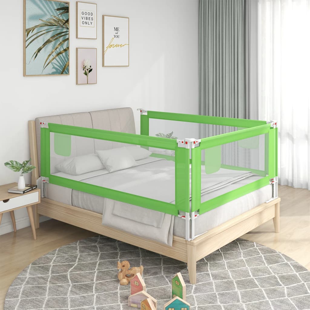 vidaXL Zábrana na detskú posteľ zelená 90x25 cm látka