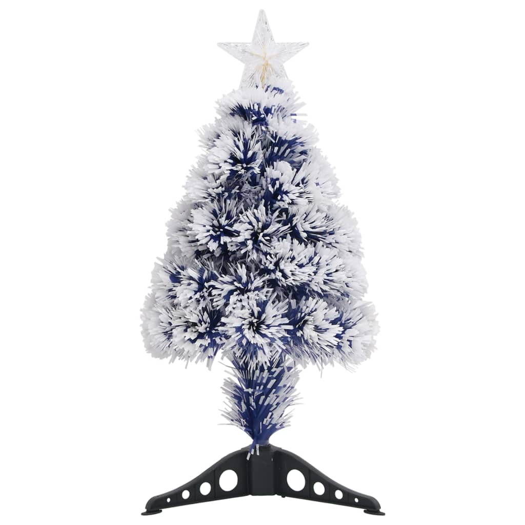 vidaXL Umelý vianočný stromček s LED biela a modrá 64 cm optické vlákno