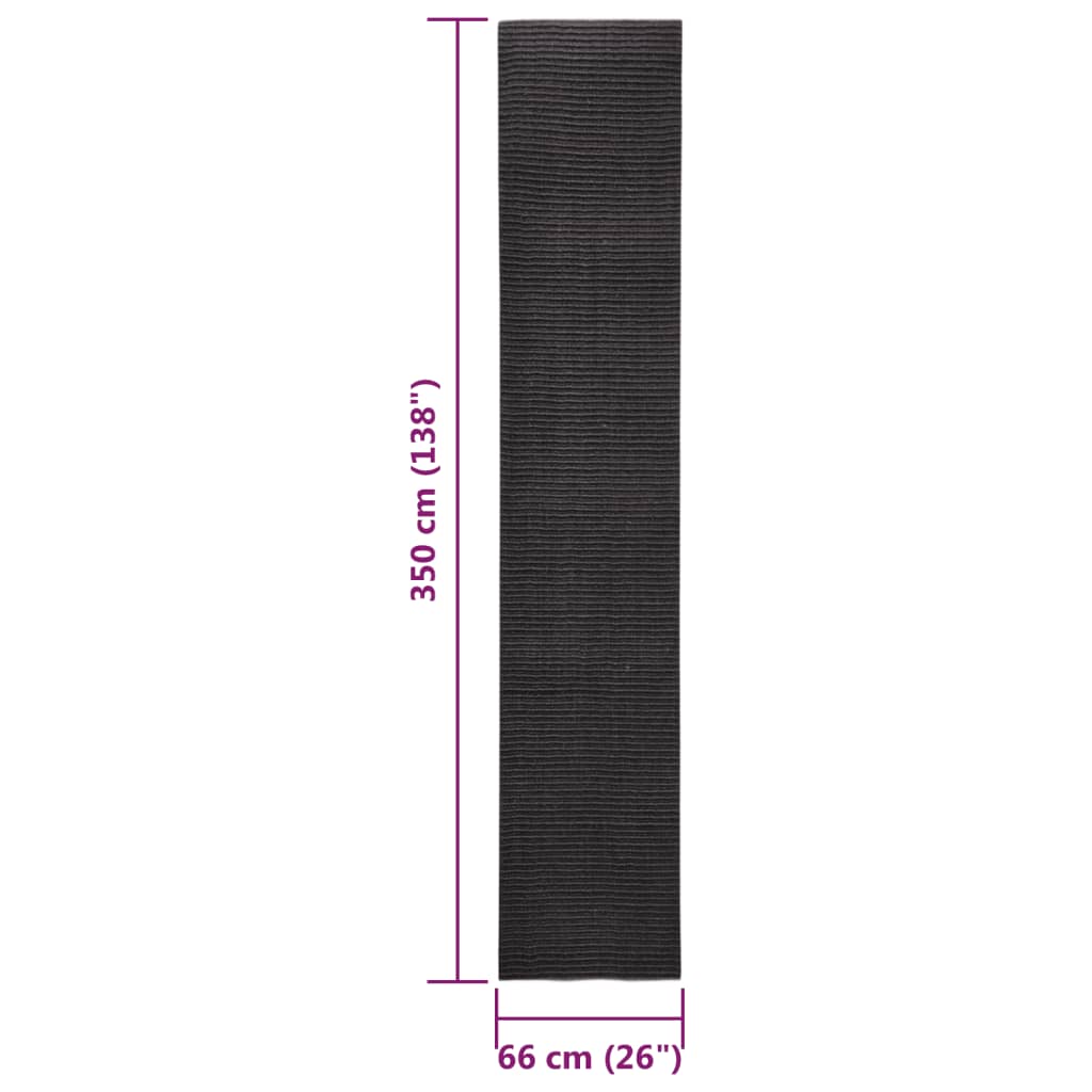 vidaXL Sisalový koberec na škrabadlo čierny 66x350 cm